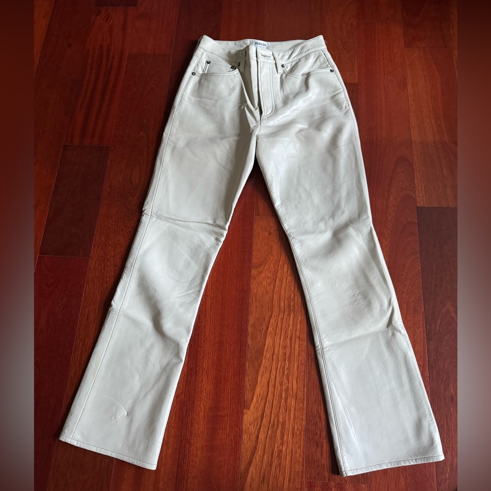 Agolde Vegan leather cream pants